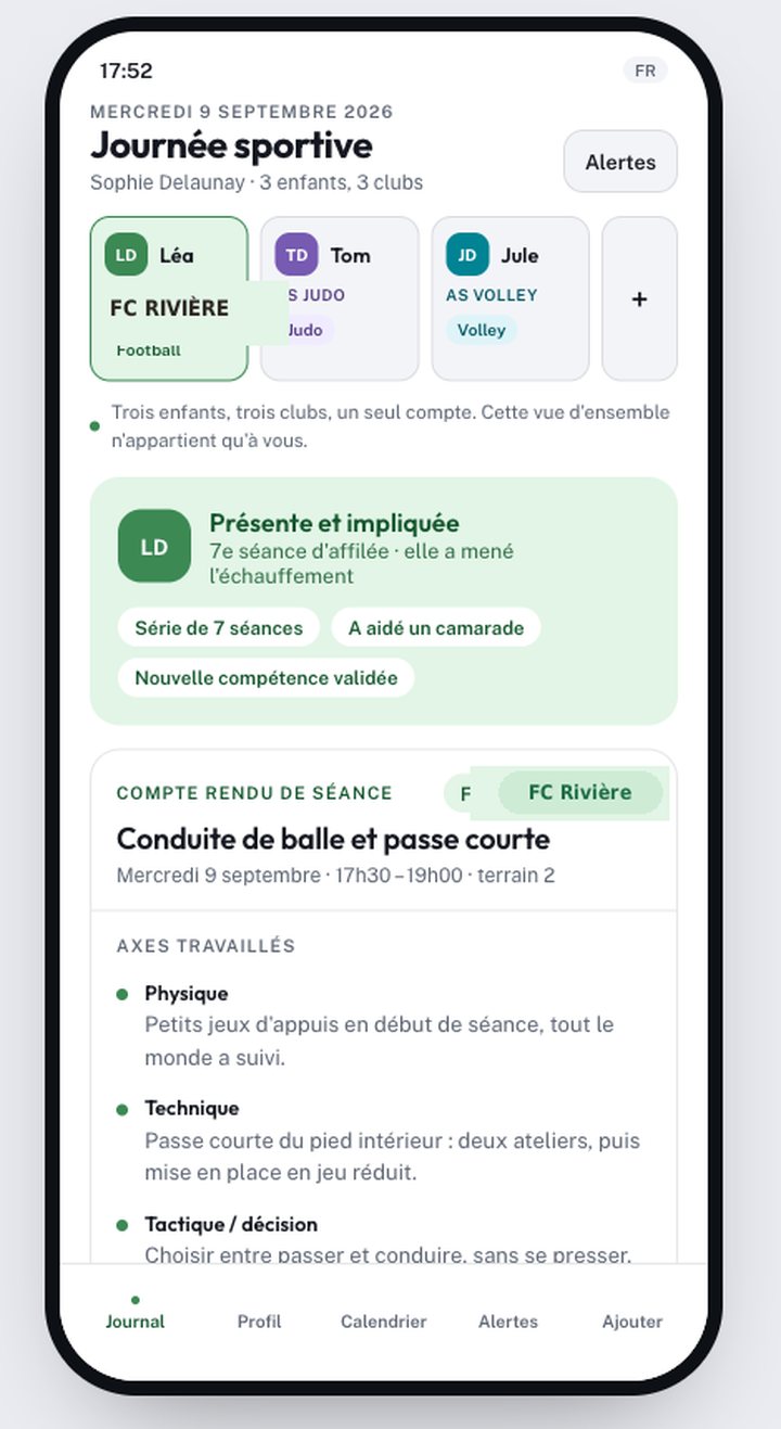 Journal de la journée sportive — vue parent